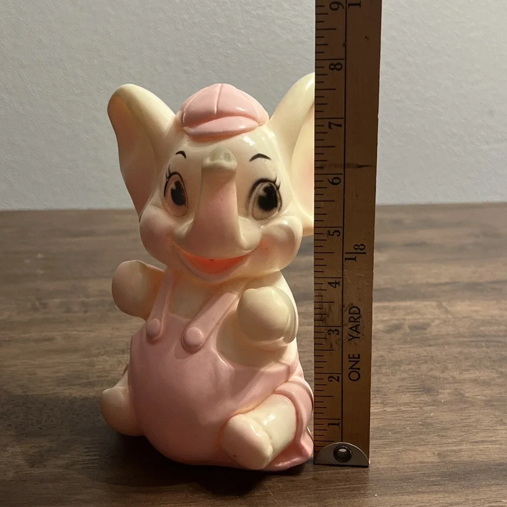 Vintage Retro Sanitoy 70's Pink White Elephant Squeaker Toy Nursery Squeaks‎